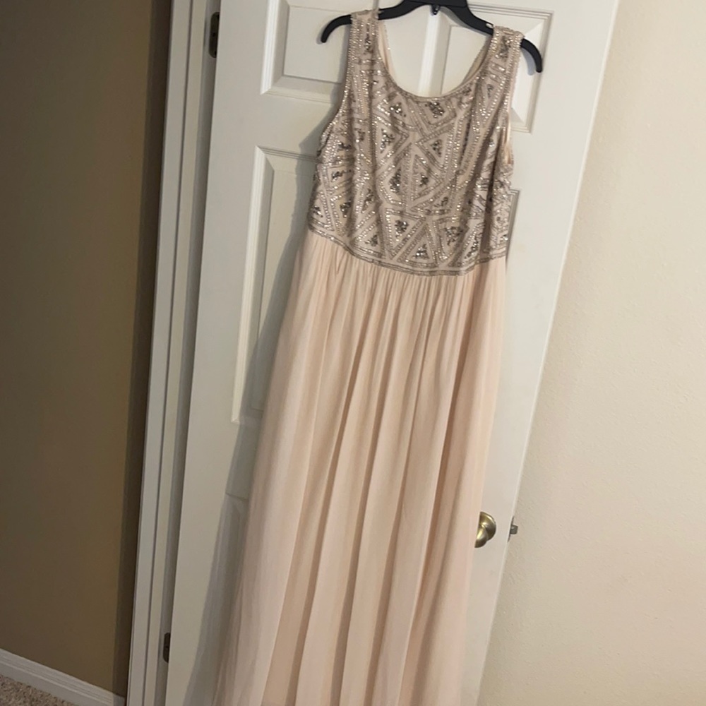 Tan sequin dress. Adrianna papell brand